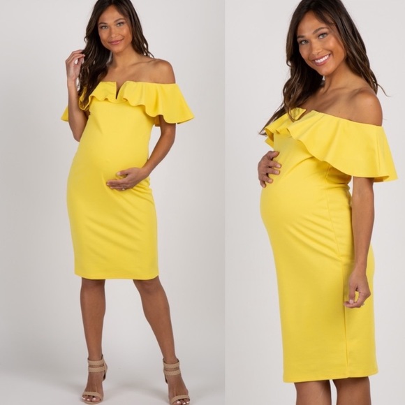 Yellow Maternity Dress by PinkBlush - Picture 1 of 1